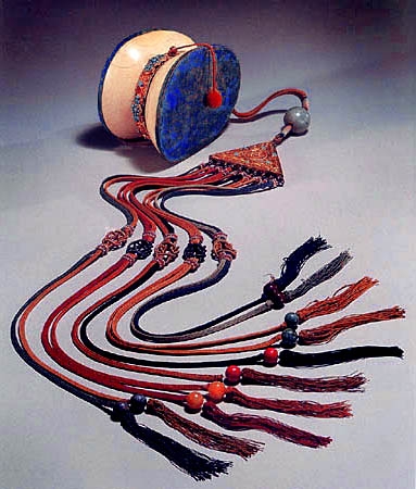 Ivory damaru with braided chöphen