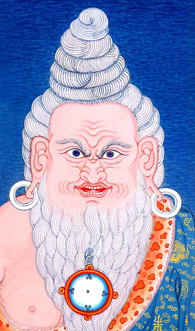detail of Thangka of Rang-Rig Togden showing the melong in his beard