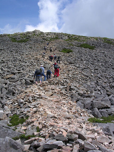 Craft retreat expedition: the scree was steep and long